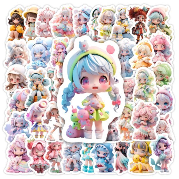 Cute Cartoon Princess Girl Doll Stickers Collections Mermaids Unicorns DIY Kids Toy Waterproof Decal for Phone Loptop Decorative