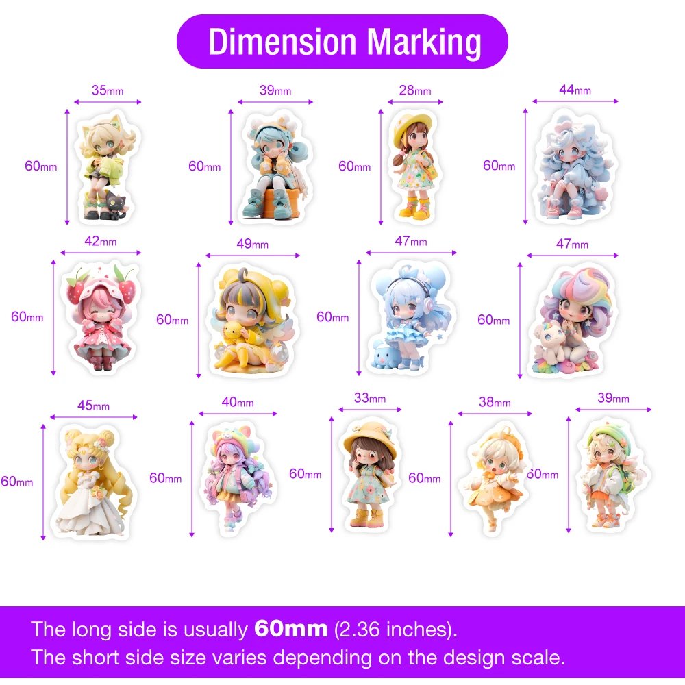 Cute Cartoon Princess Girl Doll Stickers Collections Mermaids Unicorns DIY Kids Toy Waterproof Decal for Phone Loptop Decorative