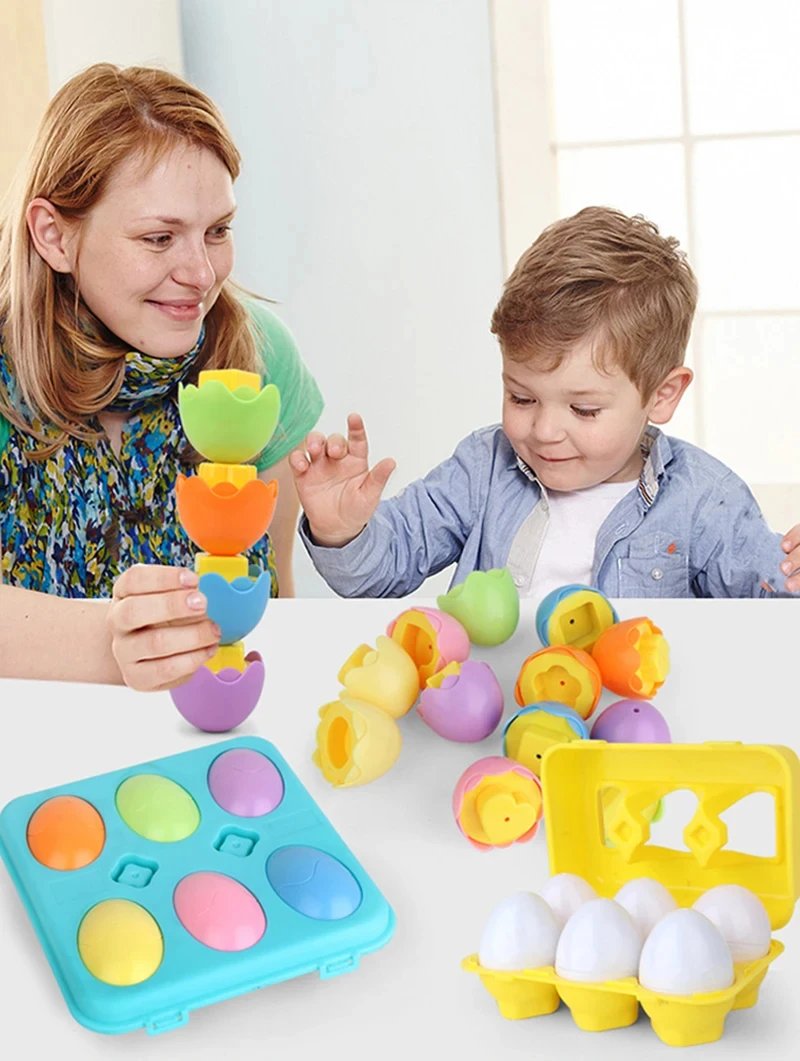 Montessori Educational Toys 2 Years Old Children Toy Eggs Toddler Sensory Puzzle Smart Eggs Colors Shapes Matching Sorter Game