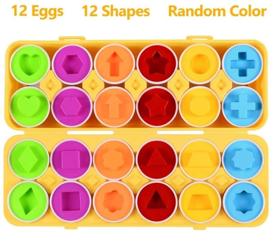 Montessori Educational Toys 2 Years Old Children Toy Eggs Toddler Sensory Puzzle Smart Eggs Colors Shapes Matching Sorter Game