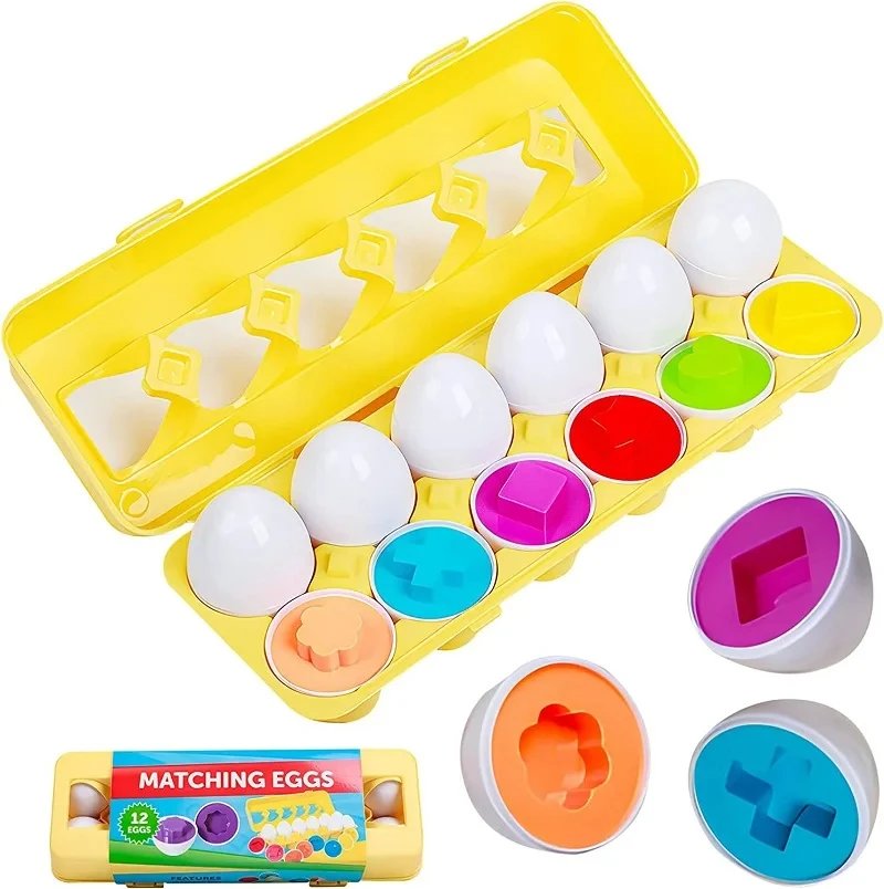 Montessori Educational Toys 2 Years Old Children Toy Eggs Toddler Sensory Puzzle Smart Eggs Colors Shapes Matching Sorter Game