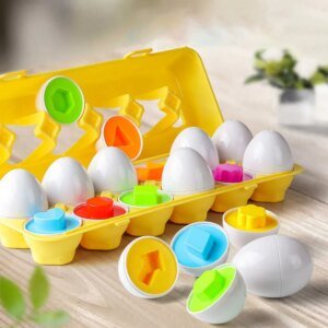 Montessori Educational Toys 2 Years Old Children Toy Eggs Toddler Sensory Puzzle Smart Eggs Colors Shapes Matching Sorter Game
