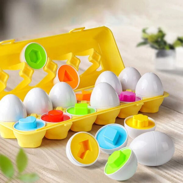 Montessori Educational Toys 2 Years Old Children Toy Eggs Toddler Sensory Puzzle Smart Eggs Colors Shapes Matching Sorter Game