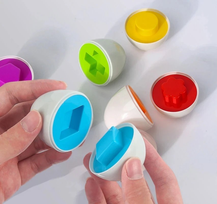 Montessori Educational Toys 2 Years Old Children Toy Eggs Toddler Sensory Puzzle Smart Eggs Colors Shapes Matching Sorter Game