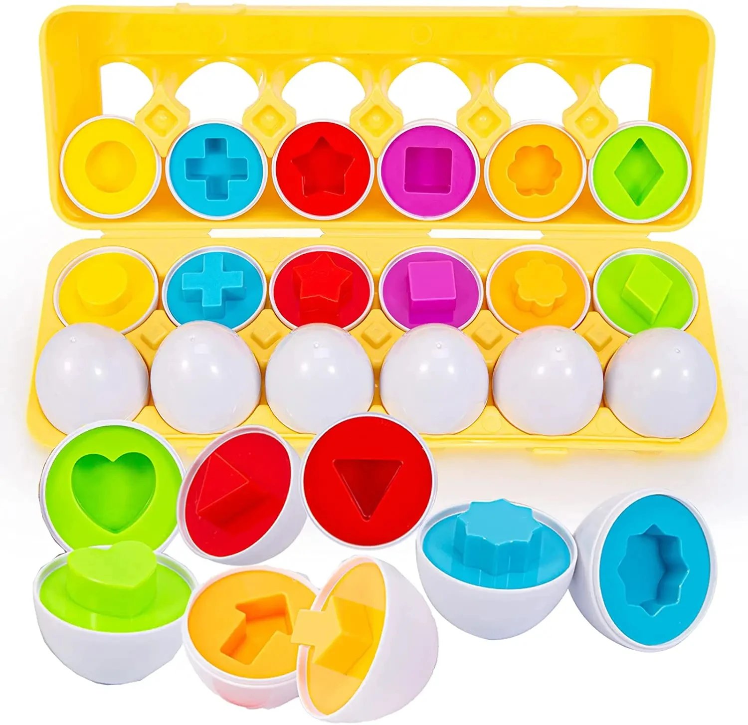 Montessori Educational Toys 2 Years Old Children Toy Eggs Toddler Sensory Puzzle Smart Eggs Colors Shapes Matching Sorter Game