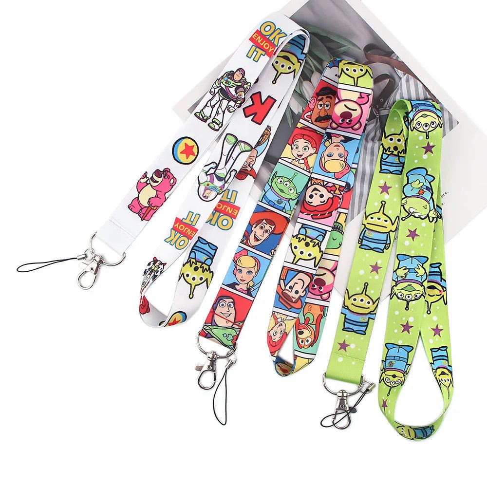 YQ368 Toy Story Green Alien Lanyard Phone Rope for Keys ID Badge Holder Neck Strap Keychain Hang Rope Lariat Kids Gift Accessory