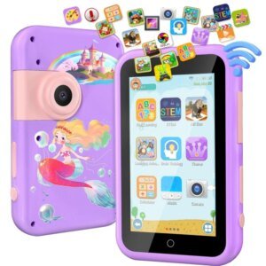 VATOS Kids Smart Phone Toy for Girls Boys Ages 3~9 Large 4" Touchscreen Cell Phone w/ Dual Cam Music Puzzle Game Learning Toy