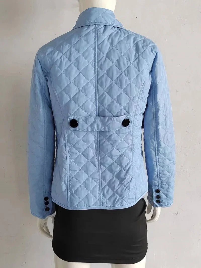 Women's Lightweight Quilted Jackets Autumn Winter Black Khaki Long Sleeve Button Down Casual Outwear Padded Coat with Pockets
