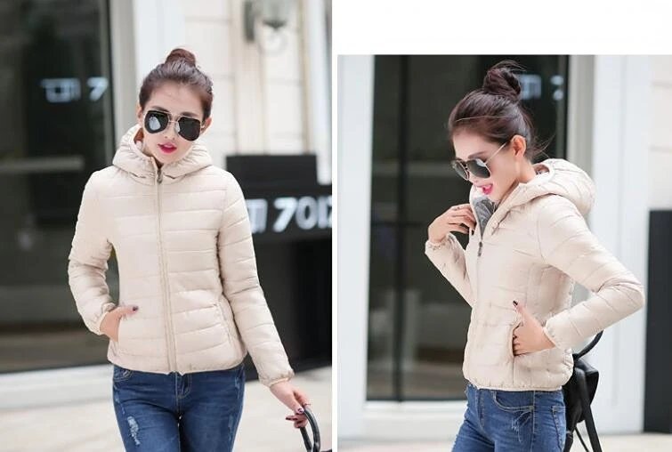 Down Jacket for Women Trend Korean Style Ultra Light Hit Hooded Coat Coats Lightweight Padded Puffer Jackets Female Winter 2024