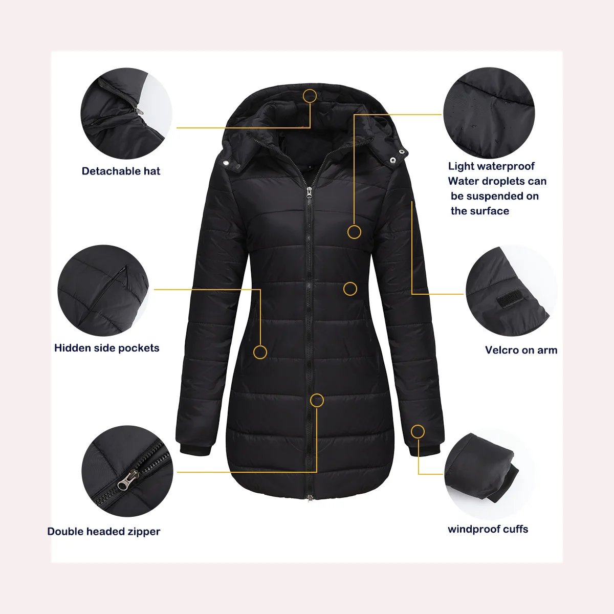 Coats Thick Parka Cotton 2025 Winter Black Jackets Women Long Parkas Hooded Warm Winter Coats Women Maxi Y2k Black Overcoats