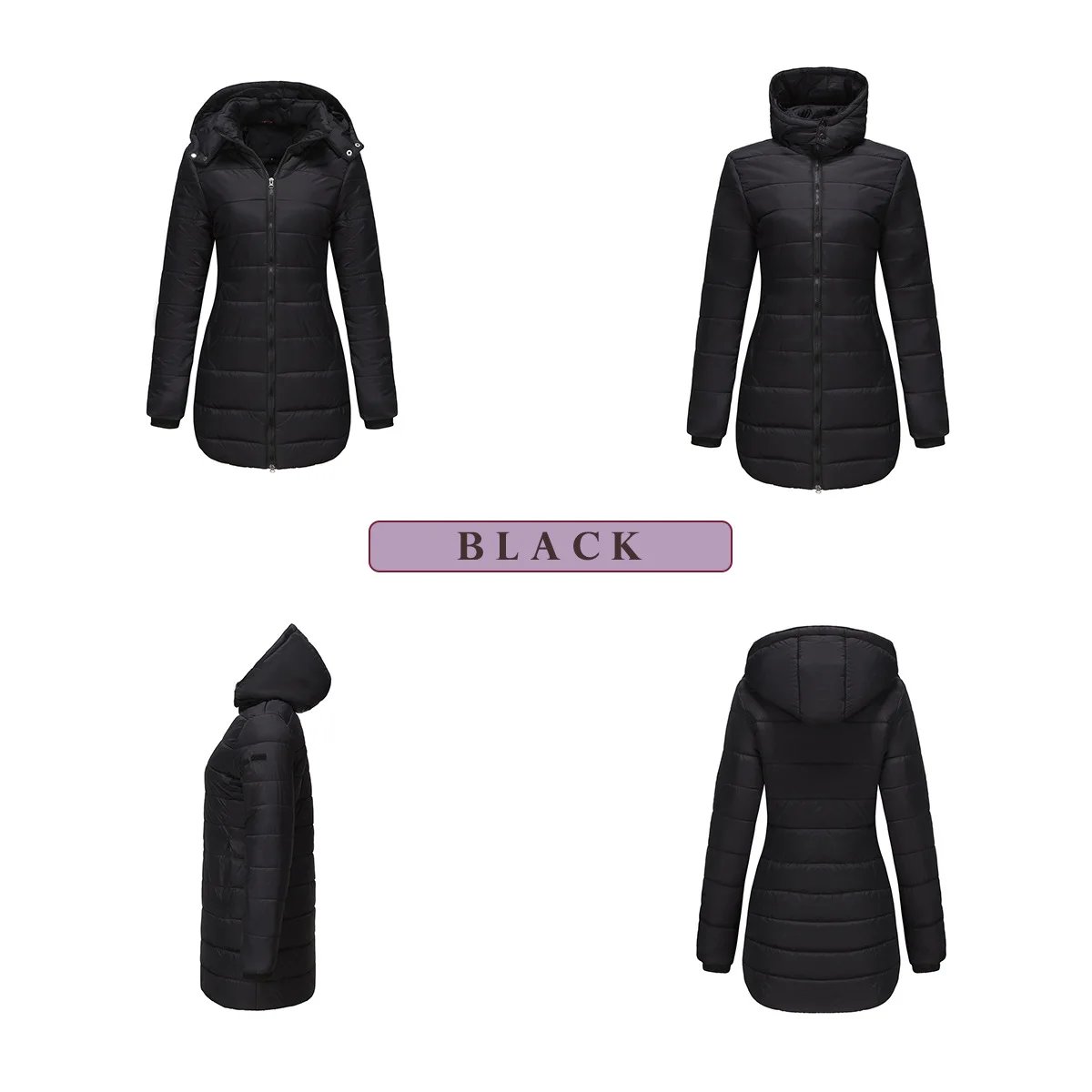 Coats Thick Parka Cotton 2025 Winter Black Jackets Women Long Parkas Hooded Warm Winter Coats Women Maxi Y2k Black Overcoats