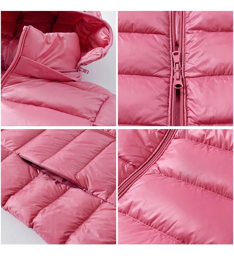 Winter Women Slim Down Coats Remove Hooded Parka Solid Color Female Long Light Thin Outerwear Lady Fashion Warm Puffer Jackets