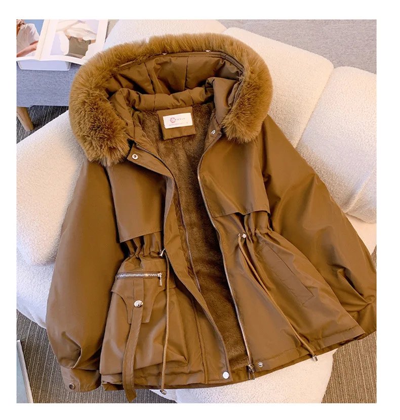 New Women's Cotton-Padded Plush Warm Coat 2024 Autumn Winter Parkas Coat Women's Long Sleeve Zipper Hooded Drawstring Parkas New Women's Cotton-Padded Plush Warm Coat 2024 Autumn Winter Parkas Coat Women's Long Sleeve Zipper Hooded Drawstring Parkas