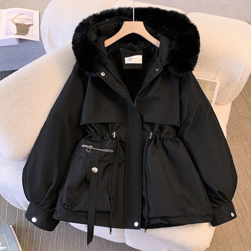 New Women's Cotton-Padded Plush Warm Coat 2024 Autumn Winter Parkas Coat Women's Long Sleeve Zipper Hooded Drawstring Parkas New Women's Cotton-Padded Plush Warm Coat 2024 Autumn Winter Parkas Coat Women's Long Sleeve Zipper Hooded Drawstring Parkas