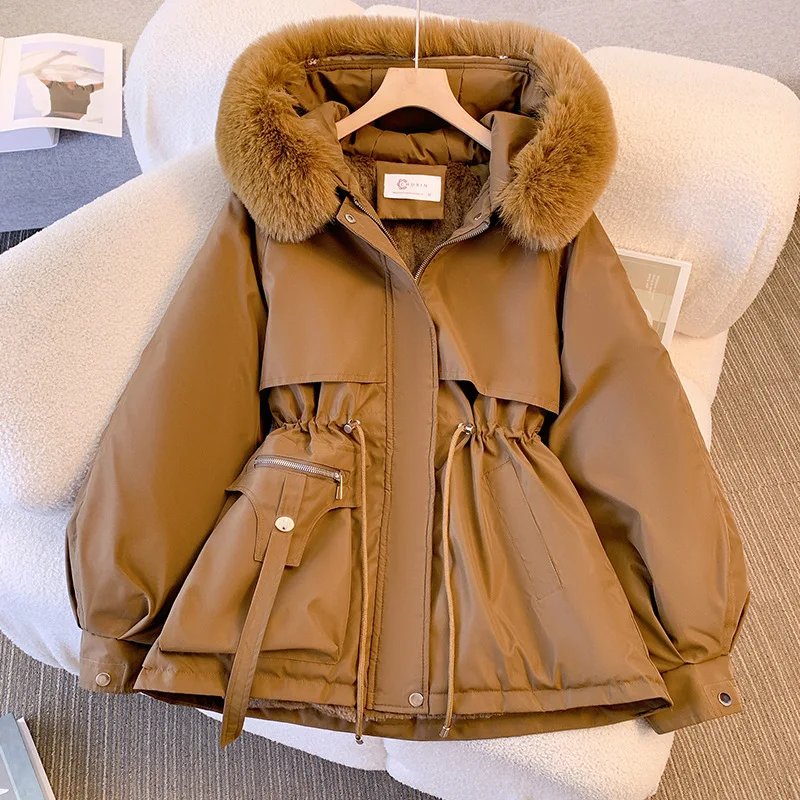 New Women's Cotton-Padded Plush Warm Coat 2024 Autumn Winter Parkas Coat Women's Long Sleeve Zipper Hooded Drawstring Parkas New Women's Cotton-Padded Plush Warm Coat 2024 Autumn Winter Parkas Coat Women's Long Sleeve Zipper Hooded Drawstring Parkas