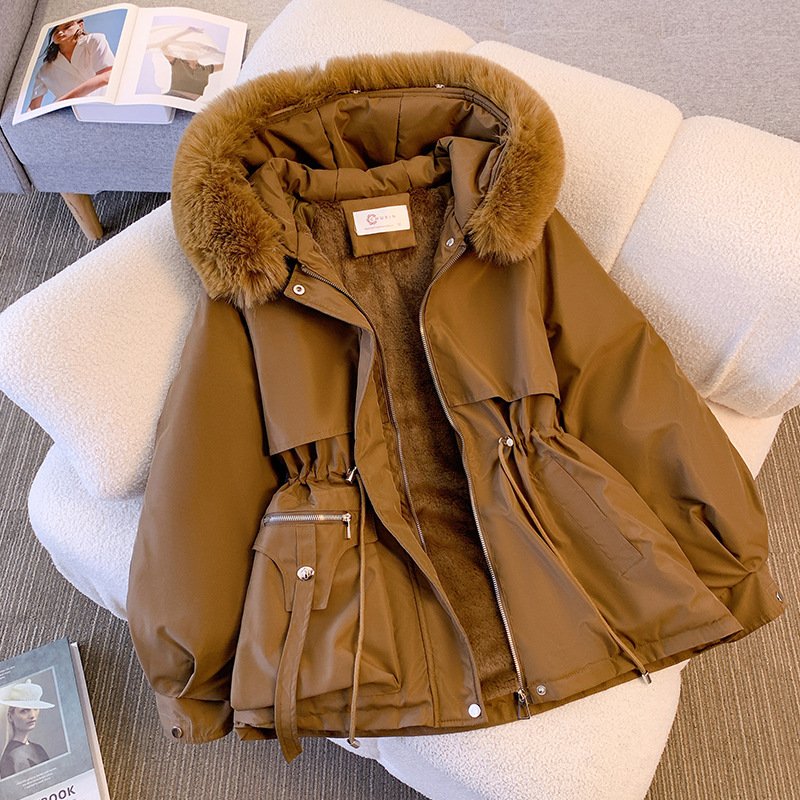New Women's Cotton-Padded Plush Warm Coat 2024 Autumn Winter Parkas Coat Women's Long Sleeve Zipper Hooded Drawstring Parkas New Women's Cotton-Padded Plush Warm Coat 2024 Autumn Winter Parkas Coat Women's Long Sleeve Zipper Hooded Drawstring Parkas