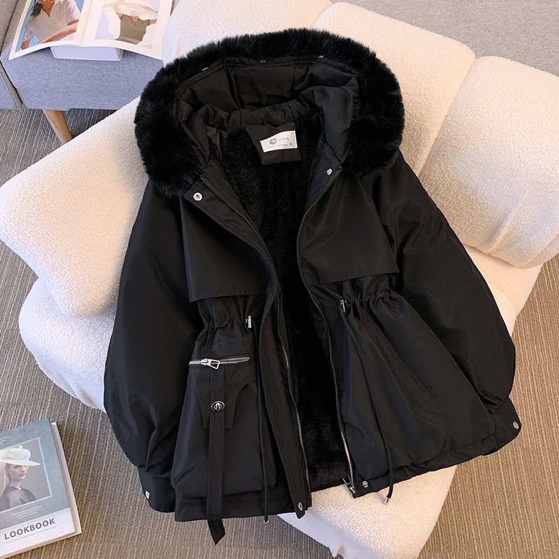 New Women's Cotton-Padded Plush Warm Coat 2024 Autumn Winter Parkas Coat Women's Long Sleeve Zipper Hooded Drawstring Parkas New Women's Cotton-Padded Plush Warm Coat 2024 Autumn Winter Parkas Coat Women's Long Sleeve Zipper Hooded Drawstring Parkas