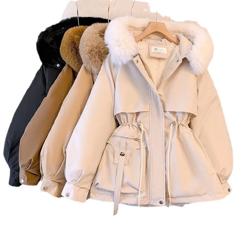 New Women's Cotton-Padded Plush Warm Coat 2024 Autumn Winter Parkas Coat Women's Long Sleeve Zipper Hooded Drawstring Parkas New Women's Cotton-Padded Plush Warm Coat 2024 Autumn Winter Parkas Coat Women's Long Sleeve Zipper Hooded Drawstring Parkas