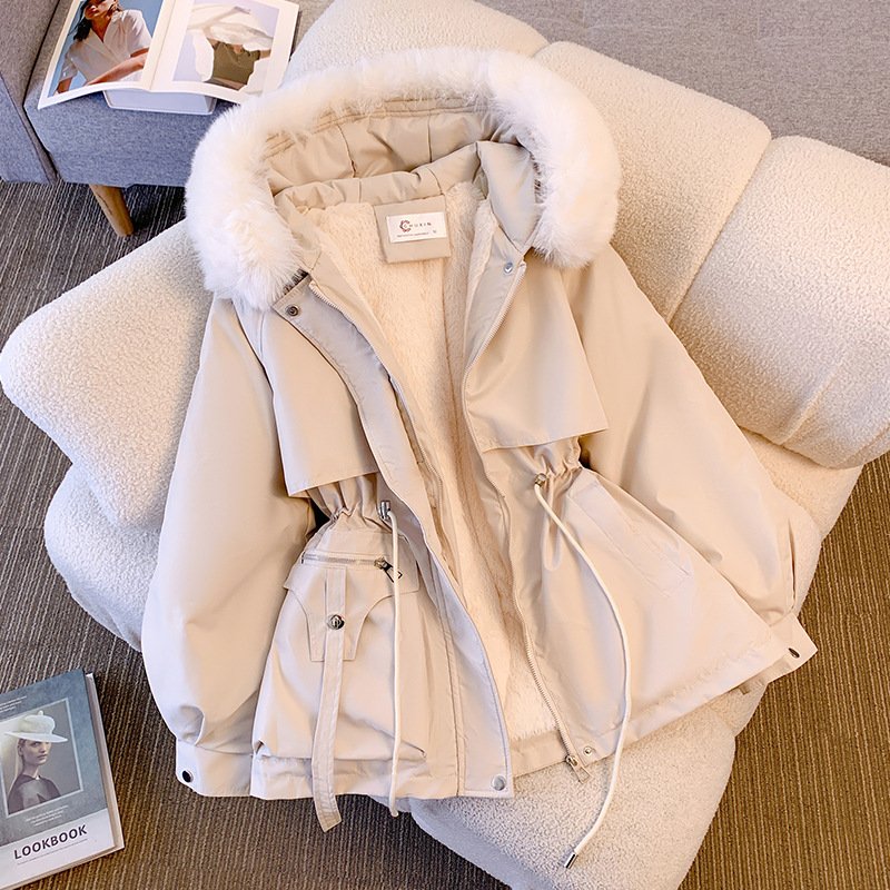 New Women's Cotton-Padded Plush Warm Coat 2024 Autumn Winter Parkas Coat Women's Long Sleeve Zipper Hooded Drawstring Parkas New Women's Cotton-Padded Plush Warm Coat 2024 Autumn Winter Parkas Coat Women's Long Sleeve Zipper Hooded Drawstring Parkas