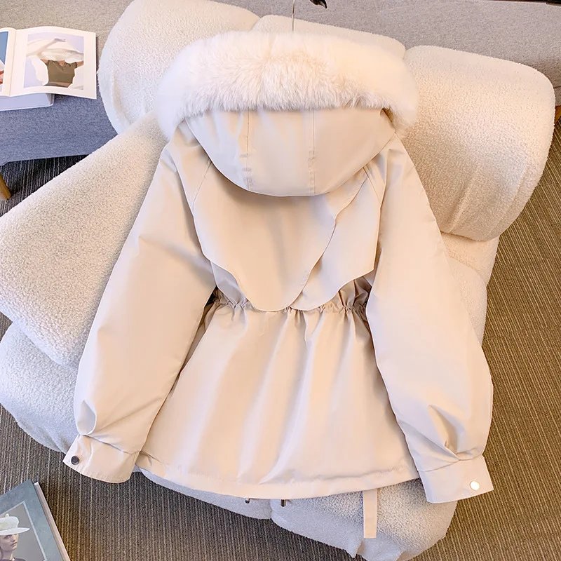 New Women's Cotton-Padded Plush Warm Coat 2024 Autumn Winter Parkas Coat Women's Long Sleeve Zipper Hooded Drawstring Parkas New Women's Cotton-Padded Plush Warm Coat 2024 Autumn Winter Parkas Coat Women's Long Sleeve Zipper Hooded Drawstring Parkas