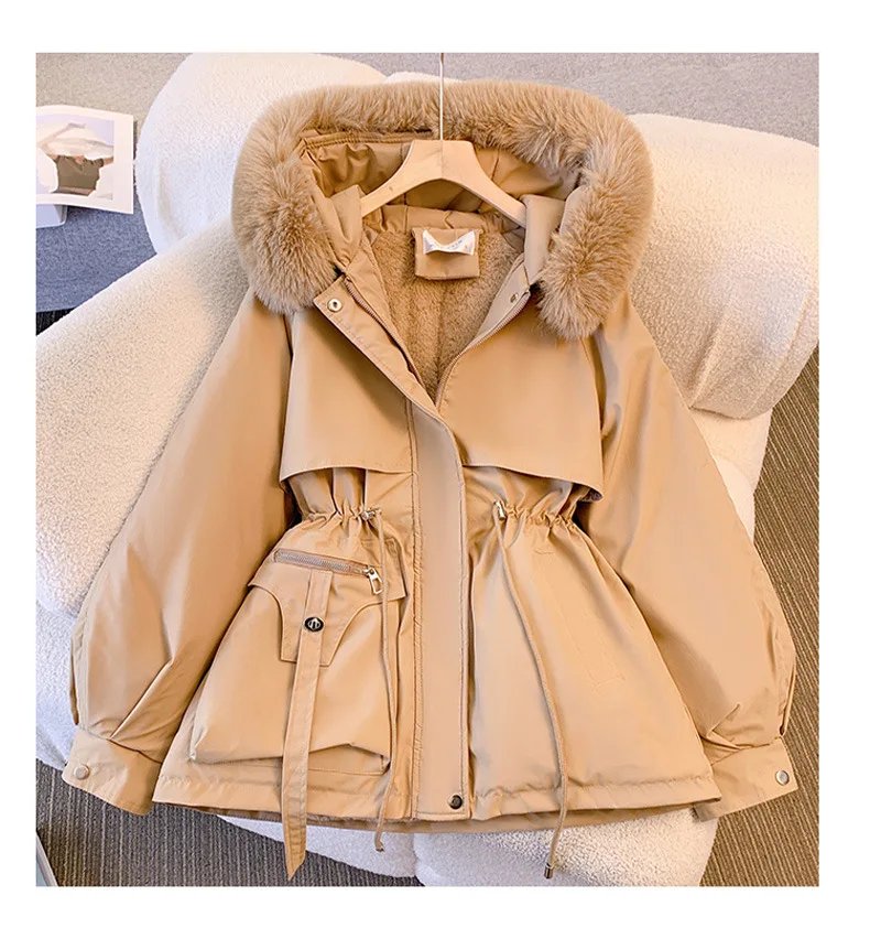 New Women's Cotton-Padded Plush Warm Coat 2024 Autumn Winter Parkas Coat Women's Long Sleeve Zipper Hooded Drawstring Parkas New Women's Cotton-Padded Plush Warm Coat 2024 Autumn Winter Parkas Coat Women's Long Sleeve Zipper Hooded Drawstring Parkas