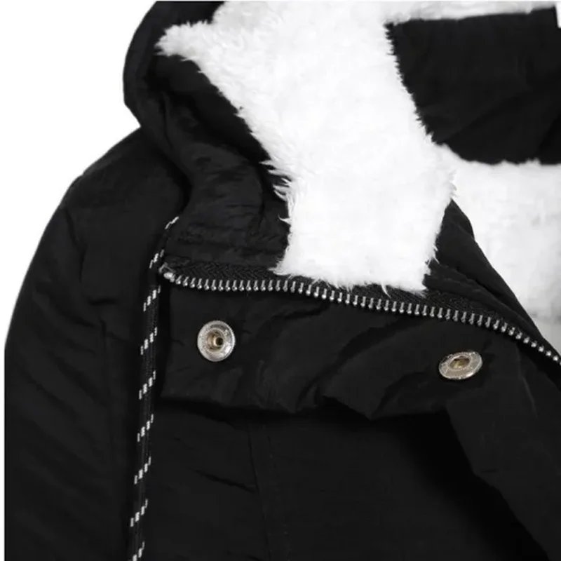 Winter warm coat Women's solid plush thickened jacket Outdoor hiking hooded windproof parka coat