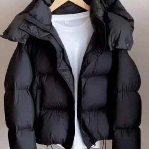 Hooded Cotton Jacket Women 2024 New Thickened Warm Long Sleeved Outwear Winter Korean Loose Solid Color Versatile Short Coat