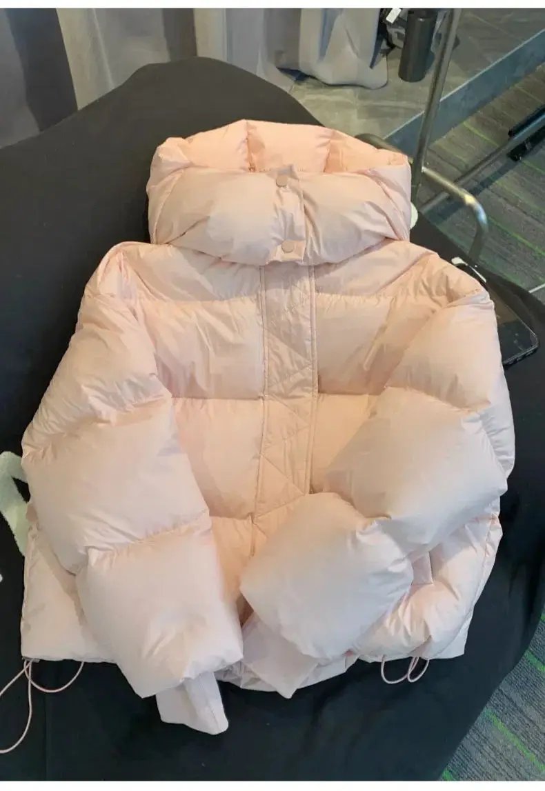 Hooded Cotton Jacket Women 2024 New Thickened Warm Long Sleeved Outwear Winter Korean Loose Solid Color Versatile Short Coat