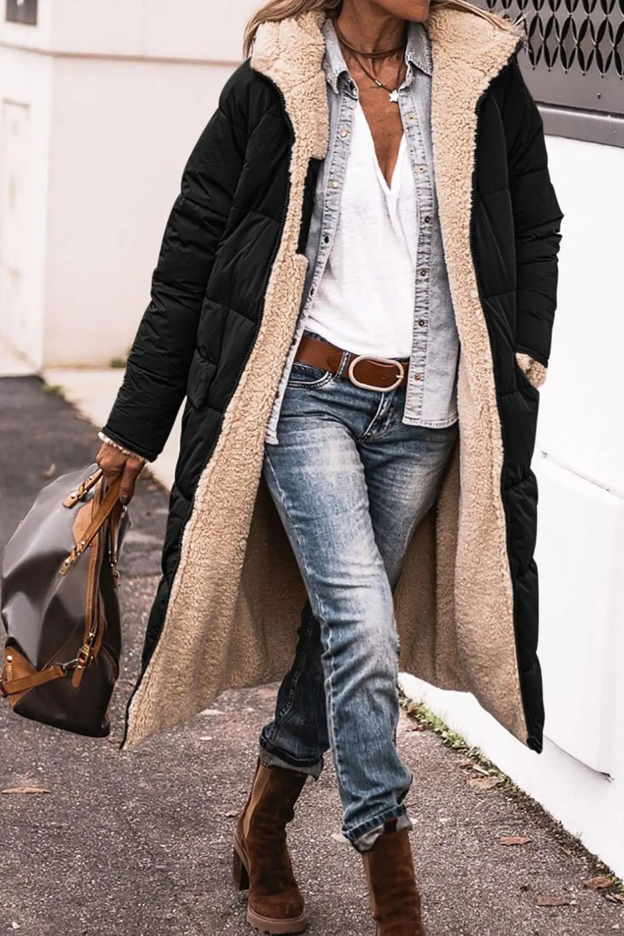 Winter Fleece Parkas Women Solid Color Hooded Cotton Clothes Parkas Outwear Long Sleeves Double Sided Wear Cardigan Jackets
