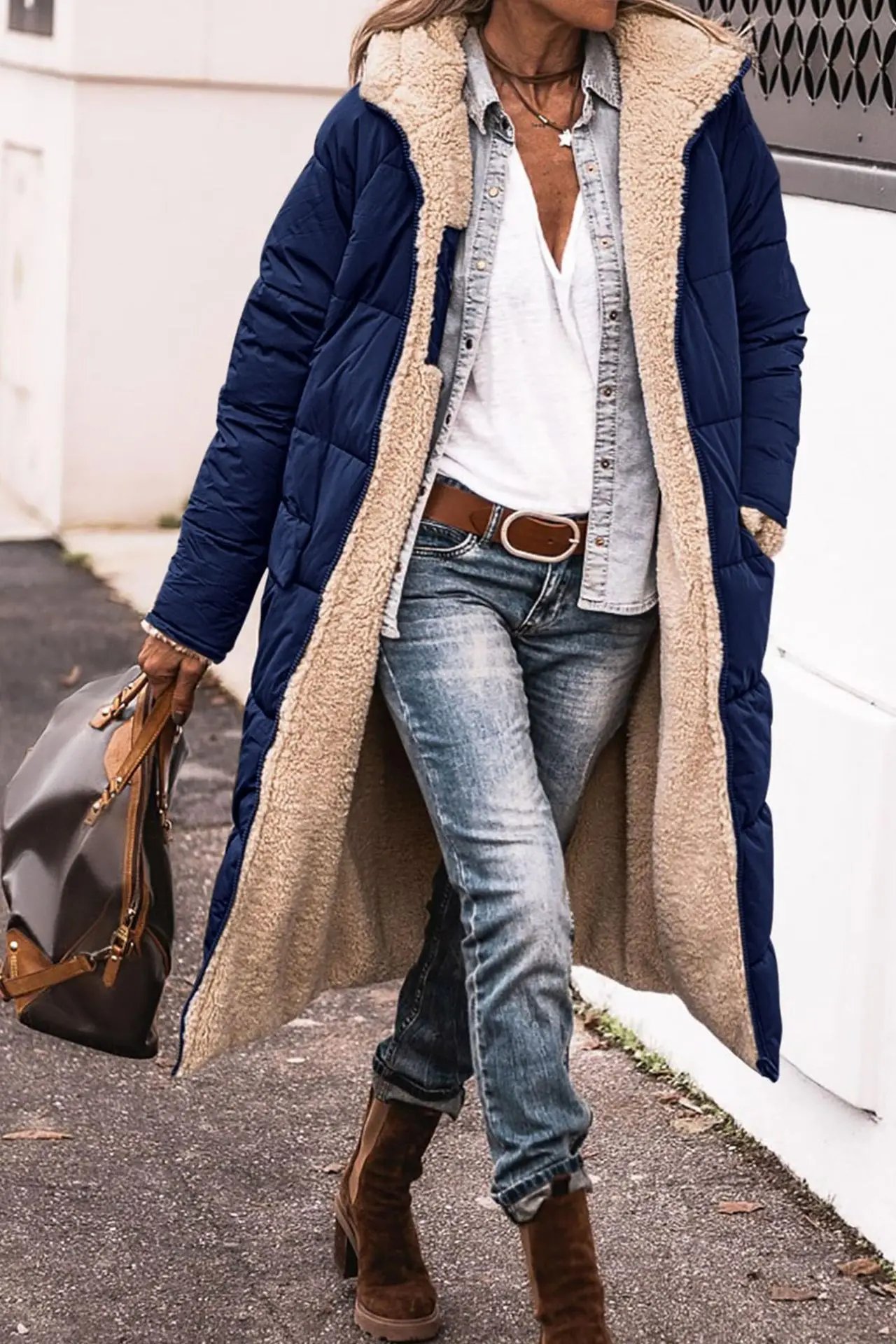 Winter Fleece Parkas Women Solid Color Hooded Cotton Clothes Parkas Outwear Long Sleeves Double Sided Wear Cardigan Jackets