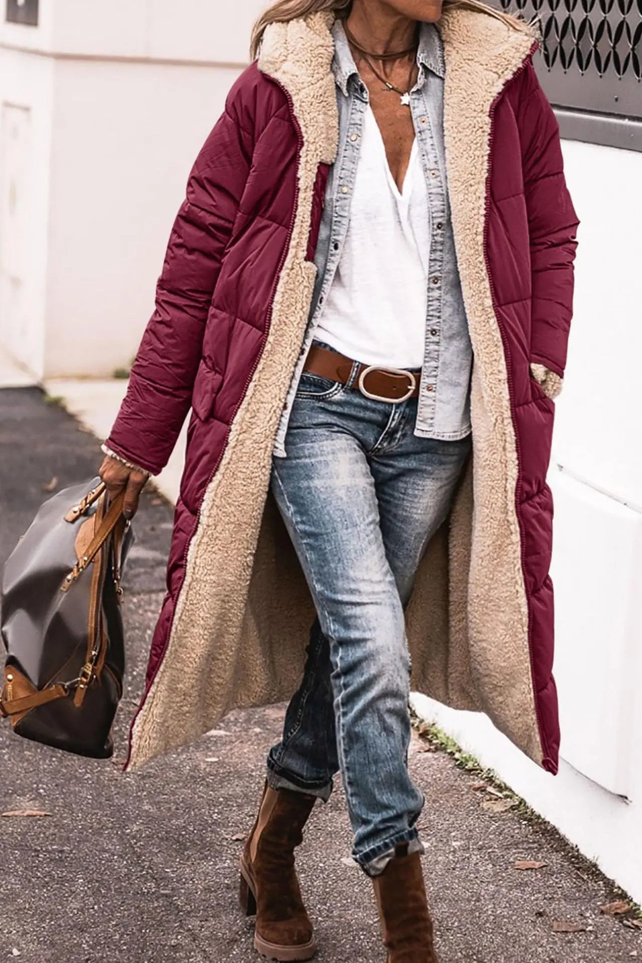 Winter Fleece Parkas Women Solid Color Hooded Cotton Clothes Parkas Outwear Long Sleeves Double Sided Wear Cardigan Jackets