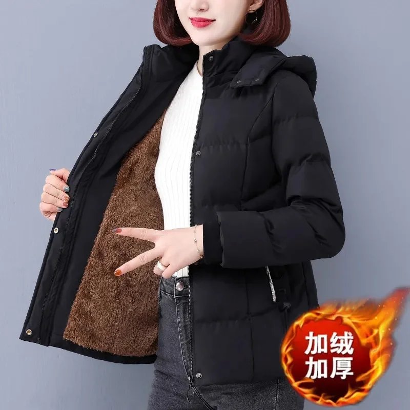 Plus Velvet Padded Cotton-Padded Jacket Women's Autumn And Winter 2023 New Overcoat Korean Fashion Casual Warm Women's Coat Top Plus Velvet Padded Cotton-Padded Jacket Women's Autumn And Winter 2023 New Overcoat Korean Fashion Casual Warm Women's Coat Top