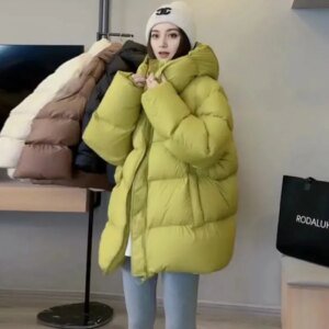 Fashion Down Women Cotton Coat 2024 Winter New Fashion Warm Hooded Solid Color Thickenin Elegance Down Cotton-Padded Jacket H145