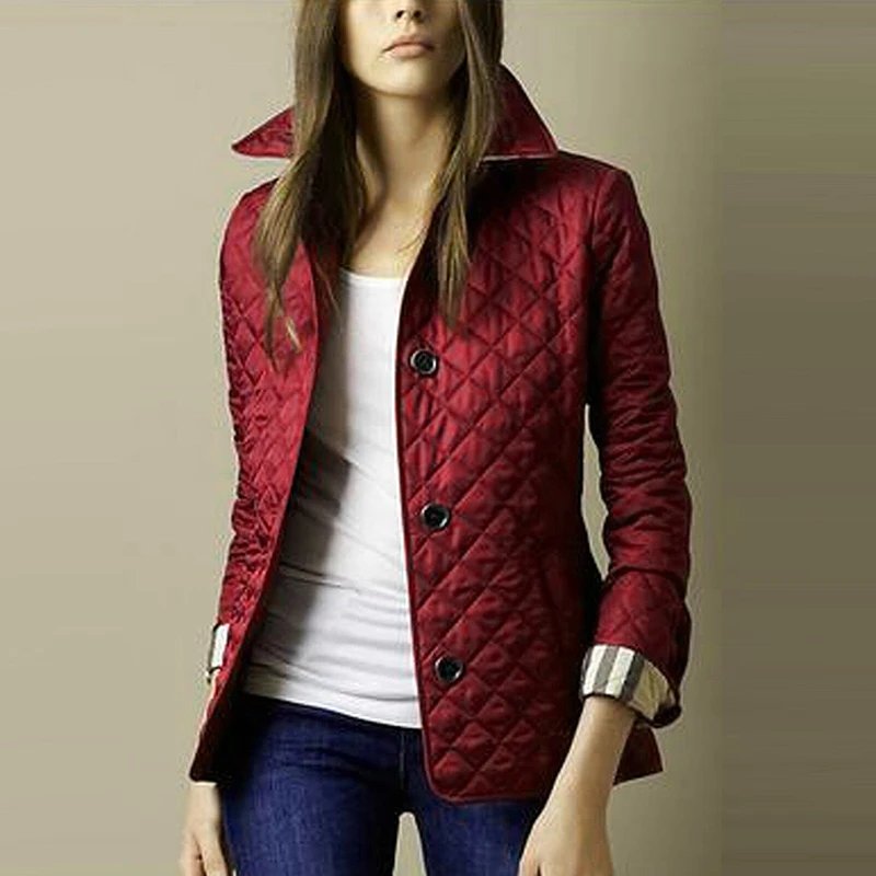 New 2024 Winter Women's Lapel Down Coats Casual Single Breasted Pocket Warm Outerwear Vintage Long Sleeved Slim Cotton Jackets