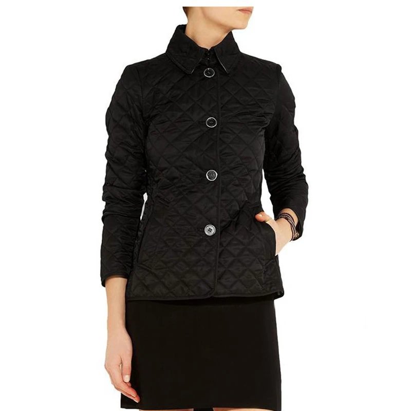 New 2024 Winter Women's Lapel Down Coats Casual Single Breasted Pocket Warm Outerwear Vintage Long Sleeved Slim Cotton Jackets
