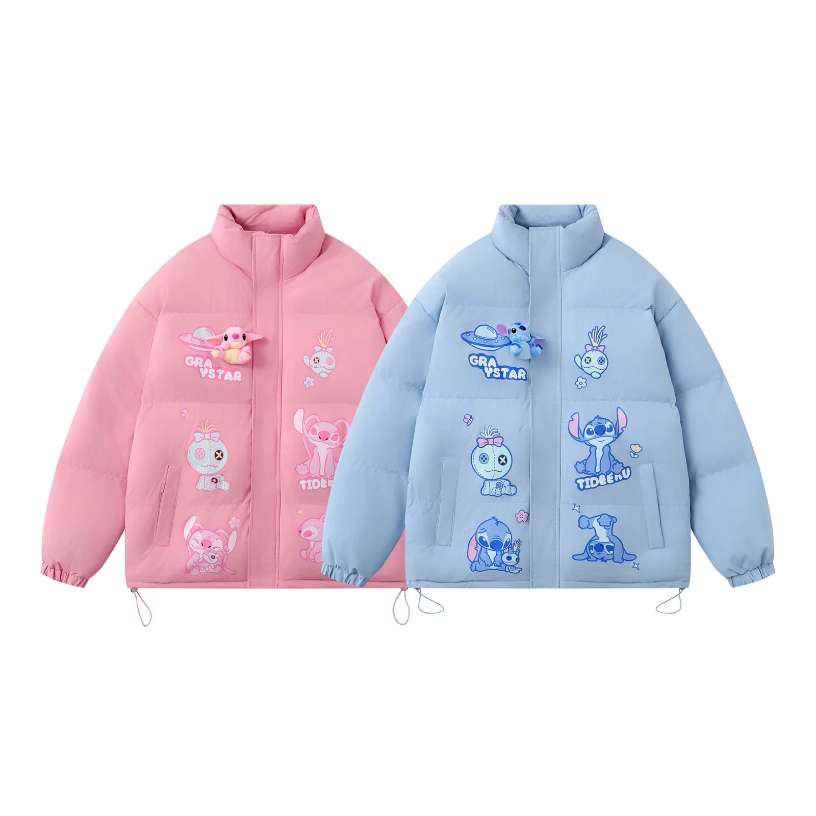 Disney Stitch Cute Print Down Cotton Jacket Winter New Korean Version Loose Cotton Coat Trend Casual Warm Versatile Zipper Coat Disney Stitch Cute Print Down Cotton Jacket Winter New Korean Version Loose Cotton Coat Trend Casual Warm Versatile Zipper Coat