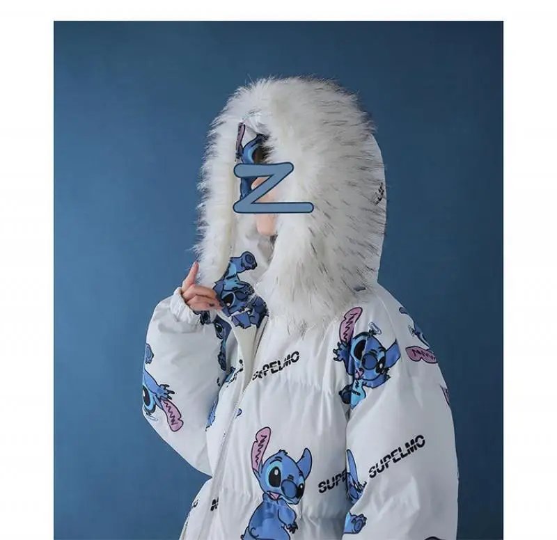 Disney Stitch Cute Print Down Cotton Jacket Winter New Korean Version Loose Cotton Coat Trend Casual Warm Versatile Zipper Coat Disney Stitch Cute Print Down Cotton Jacket Winter New Korean Version Loose Cotton Coat Trend Casual Warm Versatile Zipper Coat