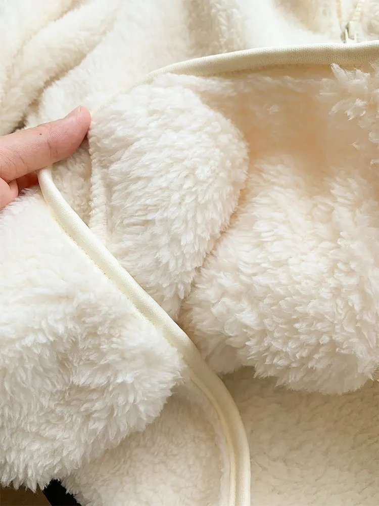 Autumn Winter Unisex Warm Fleece Jacket Outwear Ladies Zipper Lamb Fleece Coat Double Sided Velvet Stand Collar Coats New Simple