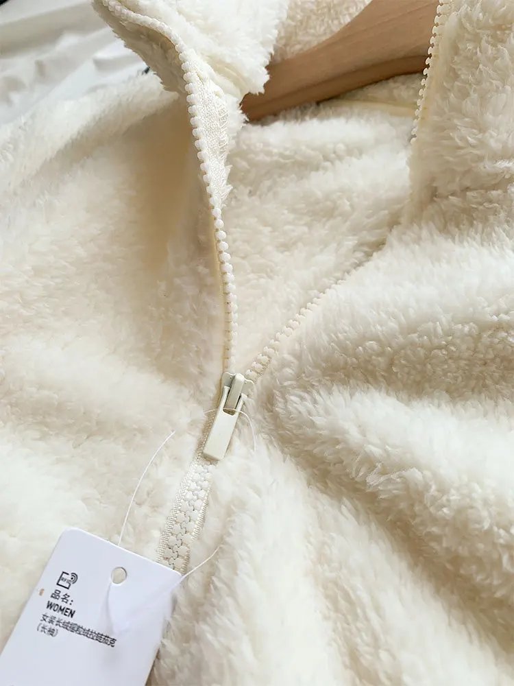 Autumn Winter Unisex Warm Fleece Jacket Outwear Ladies Zipper Lamb Fleece Coat Double Sided Velvet Stand Collar Coats New Simple