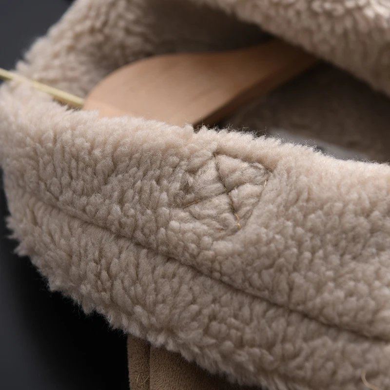 Ailegogo Winter Women Thick Warm Suede Lamb Jacket Short Motorcycle Brown Coats Faux Shearling Sheepskin Leather Jackets Outwear