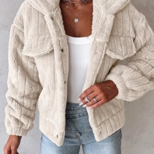 Woman Fashion Teddy Jacket New Winter Women's Thicken Casual Long Sleeves Turn-Down Collar Buttoned Coats Temperament Commuting