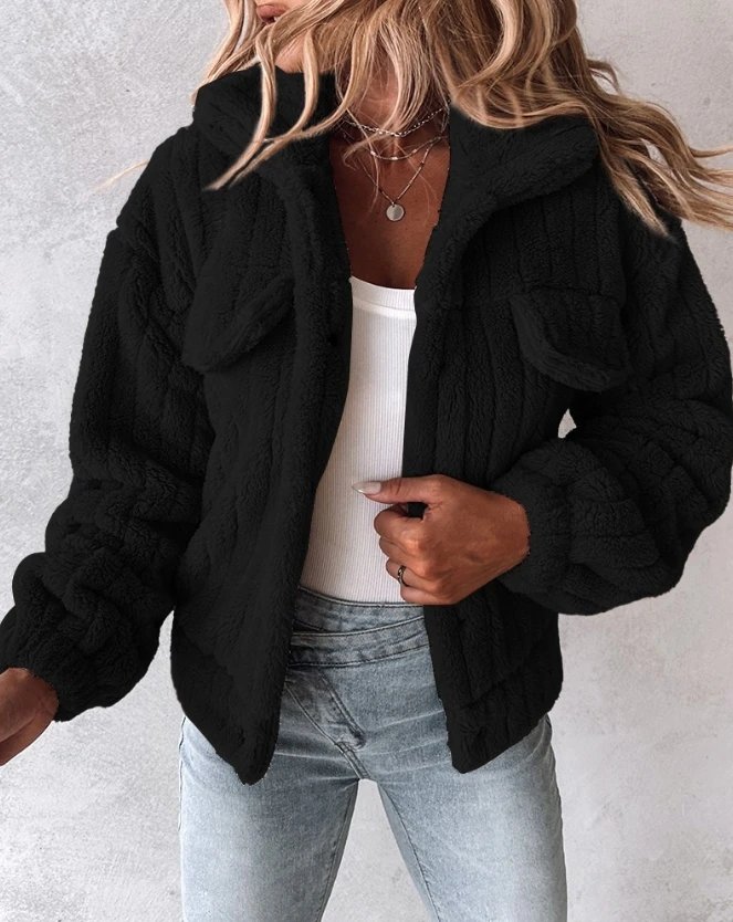 Woman Fashion Teddy Jacket New Winter Women's Thicken Casual Long Sleeves Turn-Down Collar Buttoned Coats Temperament Commuting