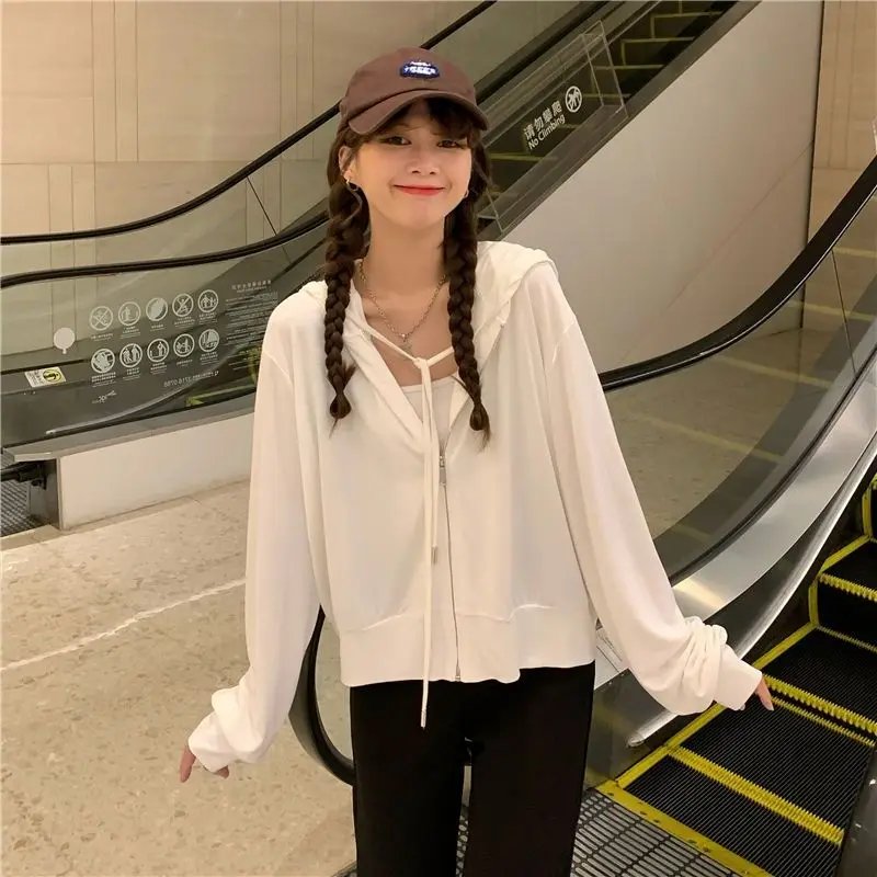 Summer UV Hooded Thin Breathable Short Jacket for Women's New Korean Style Loose Student Sun Protection Jacket Trendy