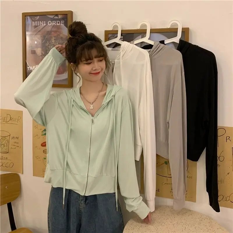 Summer UV Hooded Thin Breathable Short Jacket for Women's New Korean Style Loose Student Sun Protection Jacket Trendy