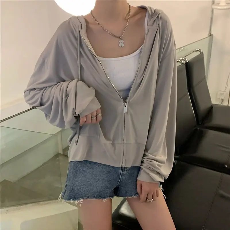 Summer UV Hooded Thin Breathable Short Jacket for Women's New Korean Style Loose Student Sun Protection Jacket Trendy