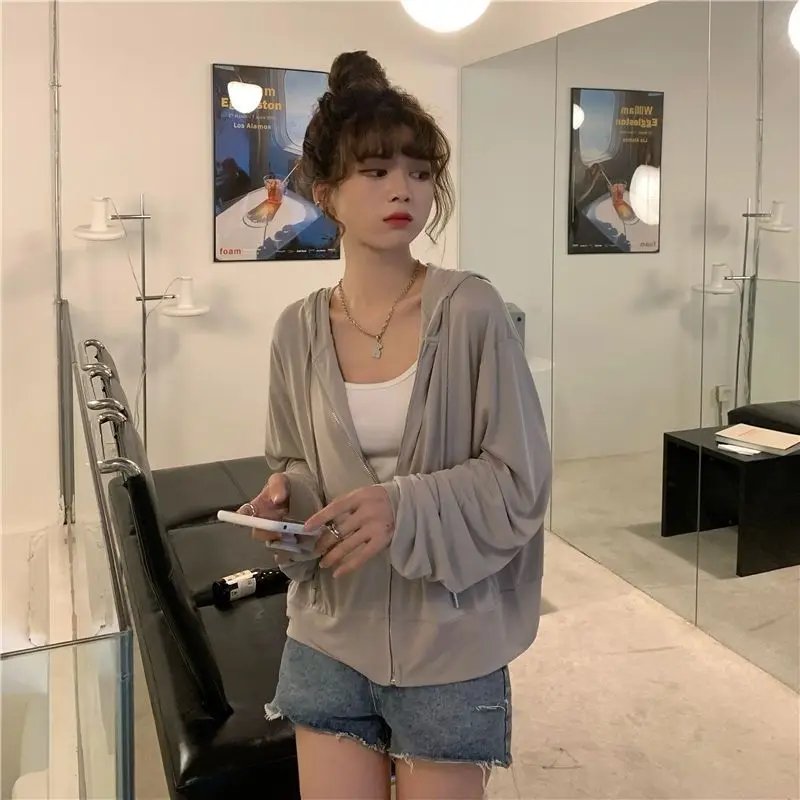 Summer UV Hooded Thin Breathable Short Jacket for Women's New Korean Style Loose Student Sun Protection Jacket Trendy