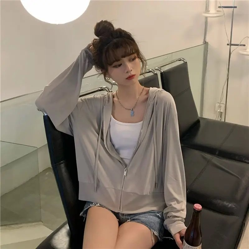Summer UV Hooded Thin Breathable Short Jacket for Women's New Korean Style Loose Student Sun Protection Jacket Trendy
