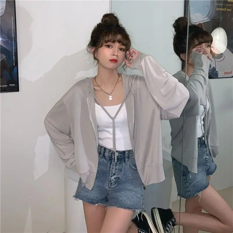 Summer UV Hooded Thin Breathable Short Jacket for Women's New Korean Style Loose Student Sun Protection Jacket Trendy