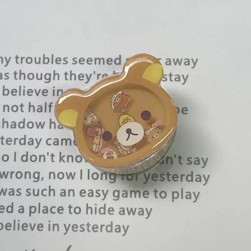 Kawaii Rilakkuma Shake Fighter Cartoon Cute Magnetic Phone Holder with Retractable Decoration for Girls' Holiday Creative Gifts