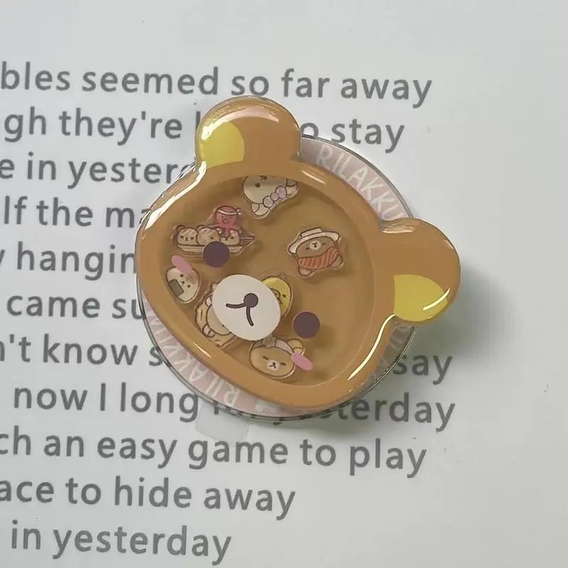 Kawaii Rilakkuma Shake Fighter Cartoon Cute Magnetic Phone Holder with Retractable Decoration for Girls' Holiday Creative Gifts